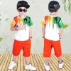2022 New Summer Boys Clothing Set Casual Hip-hop Stripe Colorful T-Shirt Pants 2Pcs Suit Kindergarten Performance Kids Clothes - Image 2