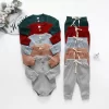 Infant Newborn Baby Girl Boy Spring Autumn Ribbed/Plaid Solid Clothes Sets Long Sleeve Bodysuits Elastic Pants 2PCs Outfits