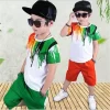 2022 New Summer Boys Clothing Set Casual Hip-hop Stripe Colorful T-Shirt Pants 2Pcs Suit Kindergarten Performance Kids Clothes