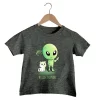 Hello Human Print T Shirt Baby Boys Funny Alien UFO T-shirt Cute Cat Graphics Kids Clothes Girls Harajuku Summer Streetwear Top - Image 3