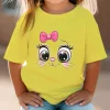 Kids T Shirt Pink Bow Kitten Shirt Summer Girls Cute Cartoon Cat Graphic Tops White Short Sleeve Wild Tees Animal Anime Clothes - Image 5