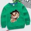 Children's Hoodie Cartoon 3D Cat Clothing Boys and Girls Long Sleeve Tops O-neck Pullovers Fashion Harajuku Cat Kids Sweatshirt - Image 3