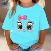 Kids T Shirt Pink Bow Kitten Shirt Summer Girls Cute Cartoon Cat Graphic Tops White Short Sleeve Wild Tees Animal Anime Clothes - Image 3