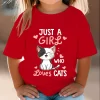 Just A Girl Who Loves Cats Tshirt Girls Y2k Harajuku Animal Summer Fashion Kids Clothes Funny Graphic Cute Cat Lover Streetwear - Image 5