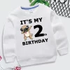 Cartoon Dogs Kid Sweatshirts Birthday Number 1-10 Children Pullover Happy Birthday Boy Girl Hoodie Casual Clothes Baby Tops