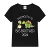 Promoted To Big Brother 2024 Dinosaur Print T-shirt Baby Announcement T Shirt Girls Outfit Tops Toddler Tshirt Summer Clothes - Image 2