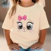 Kids T Shirt Pink Bow Kitten Shirt Summer Girls Cute Cartoon Cat Graphic Tops White Short Sleeve Wild Tees Animal Anime Clothes - Image 2