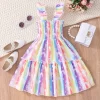 2024 Summer Dress Kids Girl Clothes Mermaid Butterfly Rainbow Short Sleeve Birthday Party Baby Girls Dresses 1 2 3 4 5 6 7 Years - Image 3