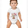 Cake Cat with Bow Print Bodysuit Baby Cotton Short Sleeve Newborn Clothes Cartoon Style Animal Baby Boy Girl Clothes Jumpsuits