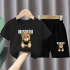 Summer Baby Girl Boy Clothes Set Kid Cartoon Bear T-Shirts Shorts Suit Children Short Sleeve O Neck Top and Bottom 2 Pieces Set