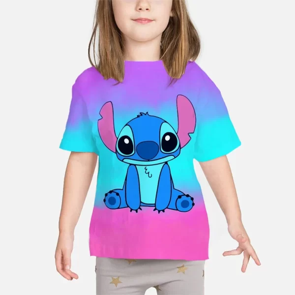 New Lilo & Stitch Tshirt Kids Anime Summer Fashion Multiple Children's Cartoon Boy Girls T-shirts Cute Baby Short Sleeve - Image 2