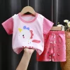 Summer New Kids Casual Pajamas Cute Cartoon Print Short Sleeve T-Shirt Tops with Shorts Toddler Baby Boys Girls Clothing Sets - Image 4