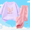 2pcs Girls Clothes Cute Cat Short-sleeved Children T-shirts Pants Suit Cotton Kids Clothing Sets Summer Kids Outfit - Image 3