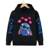 90s Y2k Anime Stitch Hoodie Children Cartoon Clothes Kid Girl Boy Lilo and Stitch Sweatshirt Manga Hoody Baby Casual Top