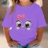 Kids T Shirt Pink Bow Kitten Shirt Summer Girls Cute Cartoon Cat Graphic Tops White Short Sleeve Wild Tees Animal Anime Clothes - Image 4