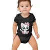 Bowtie White Cat Graphics Baby Boys Girls Bodysuit Cartoon Animal Kitten Short Sleeve Cotton Baby Clothes 3-24M Newborn Jumpsui