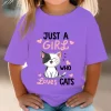 Just A Girl Who Loves Cats Tshirt Girls Y2k Harajuku Animal Summer Fashion Kids Clothes Funny Graphic Cute Cat Lover Streetwear - Image 4