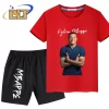 Mbappe avatar printed children's clothing summer boys' sports T-shirt set casual short-sleeved shorts 2-piece set - Image 5