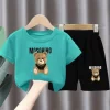 Summer Baby Girl Boy Clothes Set Kid Cartoon Bear T-Shirts Shorts Suit Children Short Sleeve O Neck Top and Bottom 2 Pieces Set - Image 4