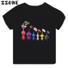 Hot Sale Video Game Pikmin 4 Print Cartoon Kids T-shirt Girls Clothes Baby Boys Black Short Sleeve T shirt Children Tops,TH5868