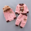 Autumn Winter Baby Boys Clothes Sets Thick Fleece Cartoon Bear Jacket Vest Pants 3Pcs Cotton Sport Suit For Girls Warm Outfits - Image 3