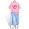2pcs Girls Clothes Cute Cat Short-sleeved Children T-shirts Pants Suit Cotton Kids Clothing Sets Summer Kids Outfit - Image 4