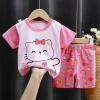 Summer New Kids Casual Pajamas Cute Cartoon Print Short Sleeve T-Shirt Tops with Shorts Toddler Baby Boys Girls Clothing Sets - Image 5