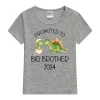 Promoted To Big Brother 2024 Dinosaur Print T-shirt Baby Announcement T Shirt Girls Outfit Tops Toddler Tshirt Summer Clothes - Image 3