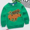 Kids Cowboy Style Hoodie Harajuku Fashion Capybara Pullover Baby Boys Girls Round Neck Tracksuit Cartoon Capybara Sweatshirt - Image 4