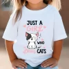 Just A Girl Who Loves Cats Tshirt Girls Y2k Harajuku Animal Summer Fashion Kids Clothes Funny Graphic Cute Cat Lover Streetwear - Image 6